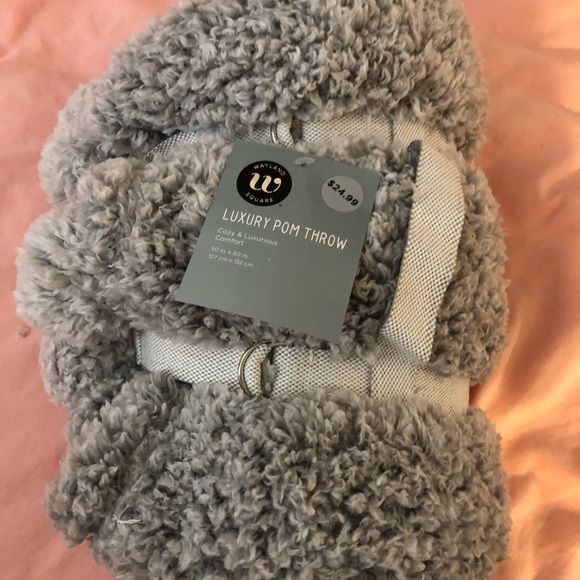 Wayland Square Other - Luxury Pom Throw Wayland Square Soft Grey Blanket with Pompoms NWT